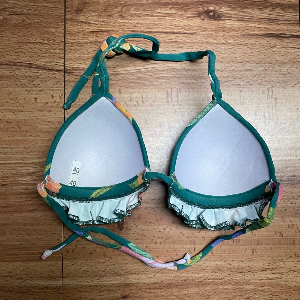 Green Floral Print Brazilian Bikini Top - Picture 2 of 5